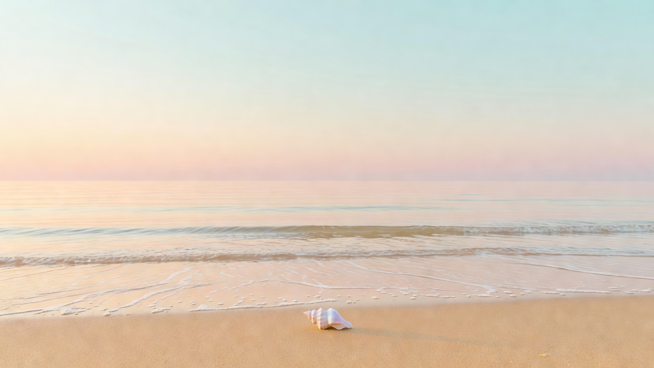 Morning Ocean Waves and Seashell